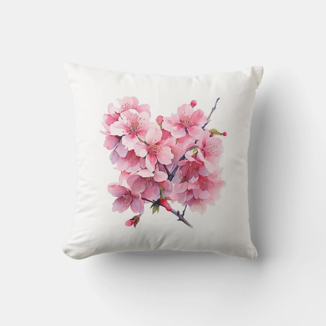 Beautiful Cherry Blossom Throw Pillow Or Cushion (Front)