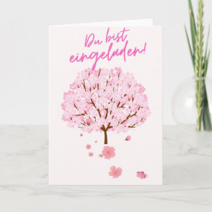 Beautiful cherry blossom tree invitation card 