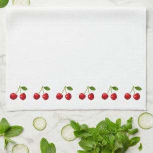 Beautiful Cherry Fruits on White Tea Towel