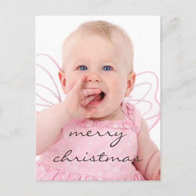Beautiful Chic Baby Photo Merry Christmas Holiday Postcard (Front)