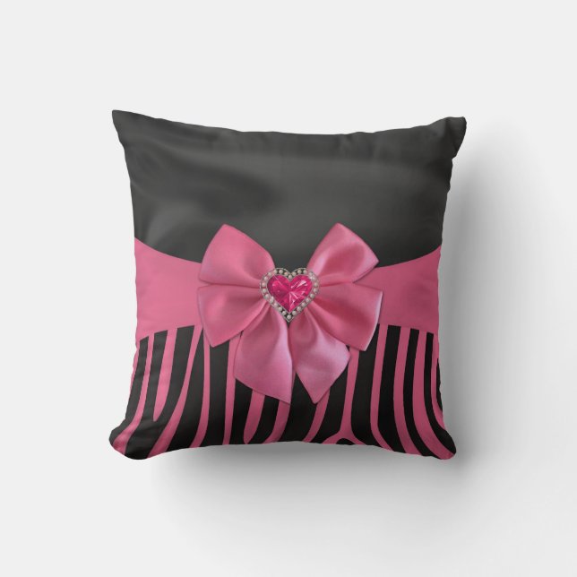 Beautiful chic elegant silk fabric effects zebra cushion (Front)