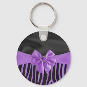 Beautiful chic elegant silk fabric effects zebra key ring