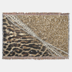 Beautiful chic girly leopard animal faux fur print throw blanket