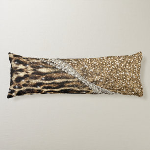 Beautiful Chic Girly Leopard Print Gold Glitter Body Cushion