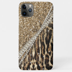 Beautiful Chic Girly Leopard Print Gold Glitter Case-Mate iPhone Case