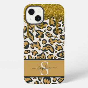 Beautiful Chic Gold Faux Glitter Leopard Print iPhone 13 Case