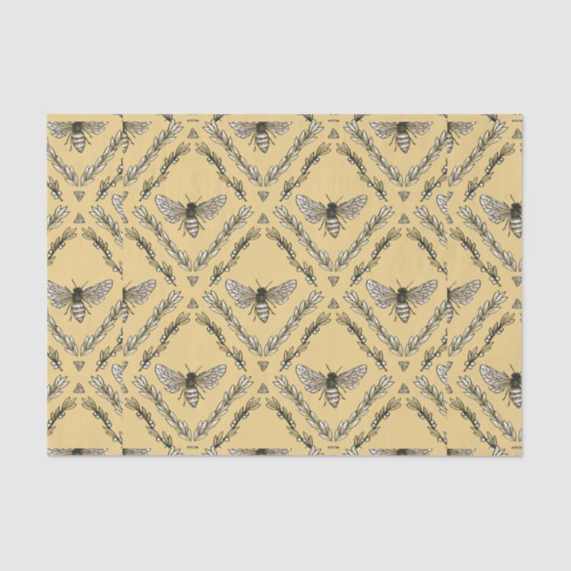 Beautiful Chic Hand-Drawn Bee Pattern Tissue Paper (Front)