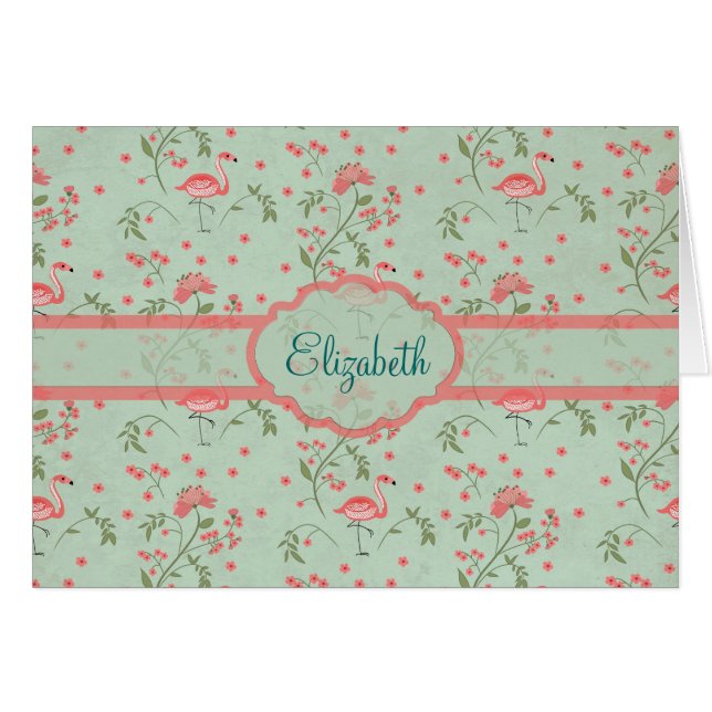 Beautiful chic vintage spring floral and flamingo (Front Horizontal)