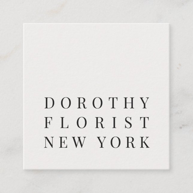 Beautiful chic white elegant minimalist florist square business card (Front)