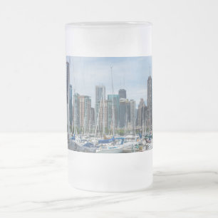 Beautiful Chicago Harbour Frosted Glass Beer Mug