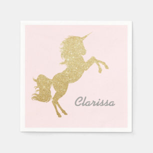 Beautiful chick girly gold glitter unicorn napkin