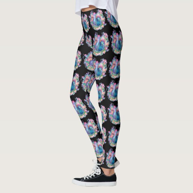 Beautiful Chicken and Flowers Leggings (Left)