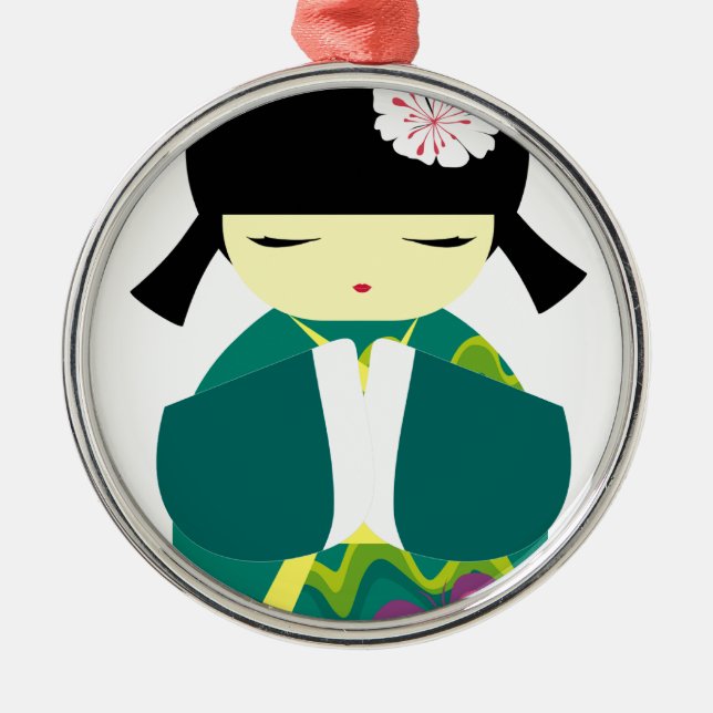 Beautiful China Doll Metal Tree Decoration (Front)