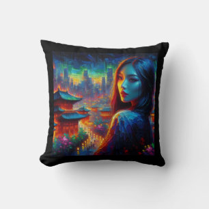 beautiful chinese woman in the night cushion