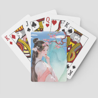 Beautiful Chinese Woman Playing Cards