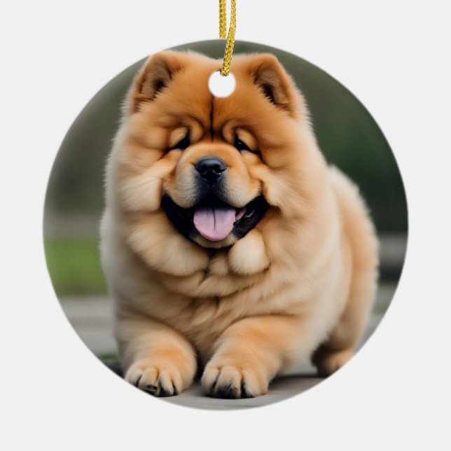 Beautiful Chow Chow Ceramic Tree Decoration (Front)