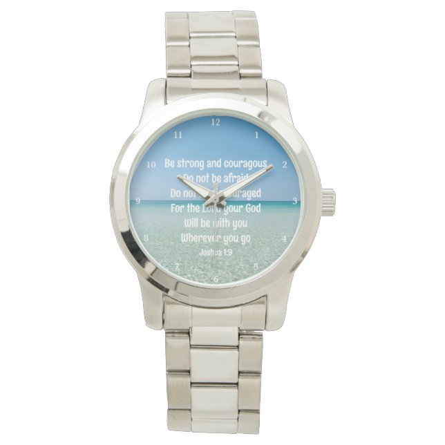 Beautiful Christian Bible Verse Be Strong Beach Watch (Front)