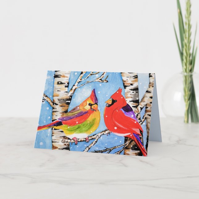 Beautiful Christmas Cardinals Card (Front)