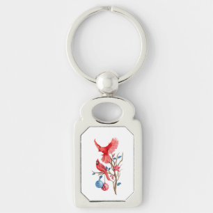 Beautiful Christmas Cardinals Key Ring