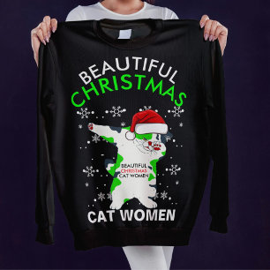 Beautiful Christmas Cat Women Personalised Holiday Sweatshirt