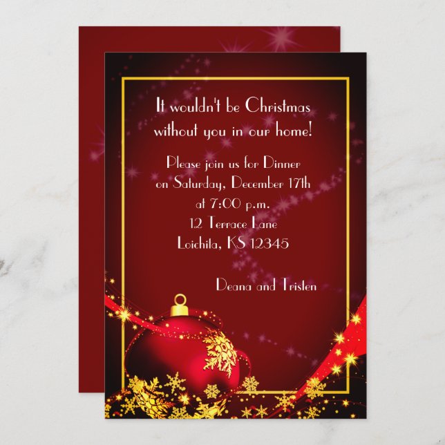 Beautiful Christmas Dinner Party Invitation (Front/Back)