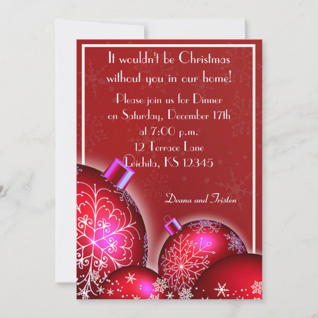 Beautiful Christmas Dinner Party Invitation (Front)