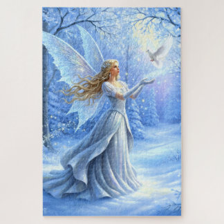 Beautiful Christmas Fairy with Dove Jigsaw Puzzle
