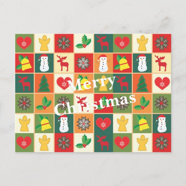 Beautiful Christmas Figures Holiday Postcard (Front)