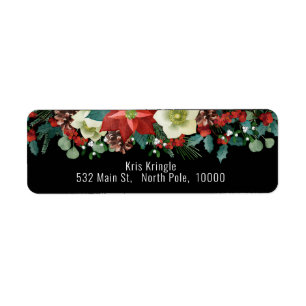 Beautiful Christmas Floral Banner Return Address