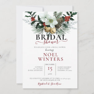 Beautiful Christmas Floral Wedding Shower  Invitation