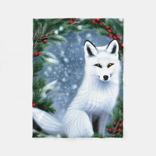 Beautiful Christmas Fox Fleece Blanket