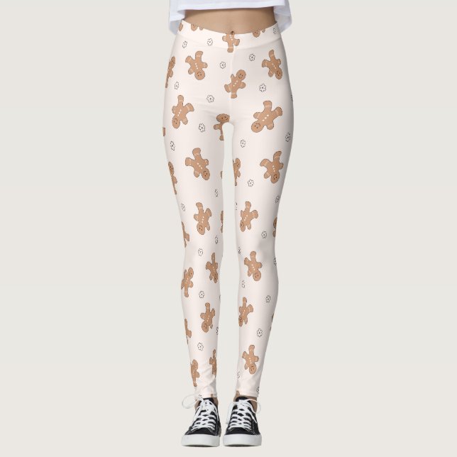 Beautiful Christmas Gingerbread Pattern Leggings (Front)