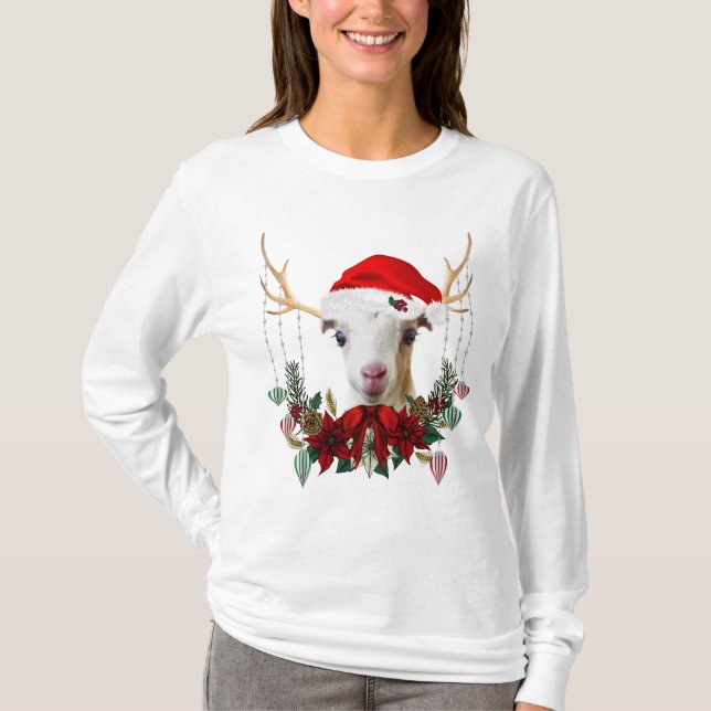 Beautiful Christmas Goat LaMancha Baby Kid T-Shirt (Front)