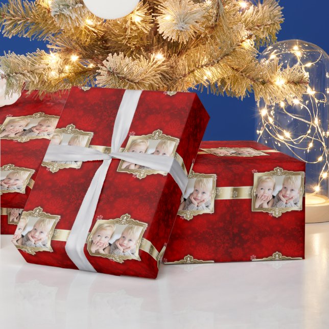 Beautiful Christmas, Gold Foil, Custom Photo Wrapping Paper (Holidays)