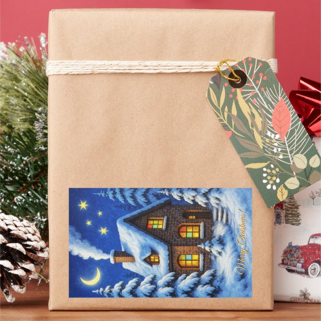 Beautiful Christmas Greeting Rectangular Sticker (Holiday)