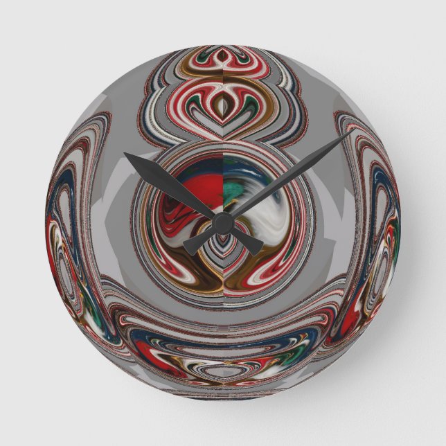 Beautiful Christmas Hearts Holiday Season Colours  Round Clock (Front)