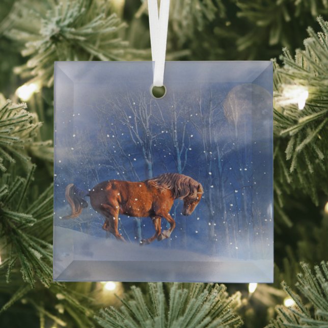 Beautiful Christmas Horse in Snow Ornament (Insitu)