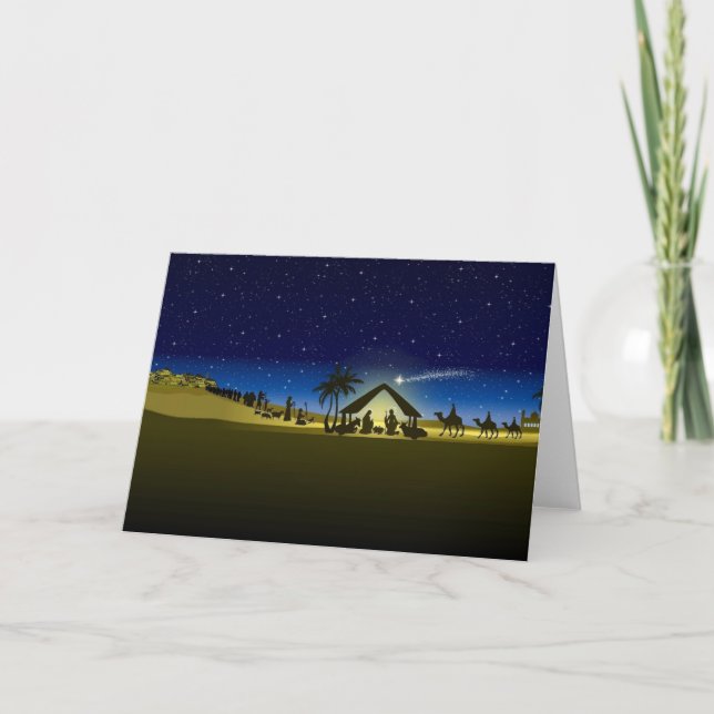 beautiful Christmas nativity image print Holiday Card (Front)