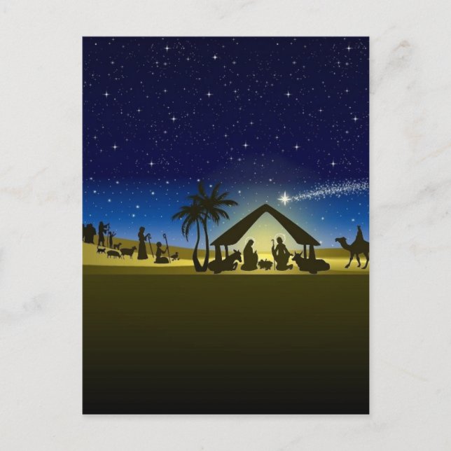 beautiful Christmas nativity image print Holiday Postcard (Front)
