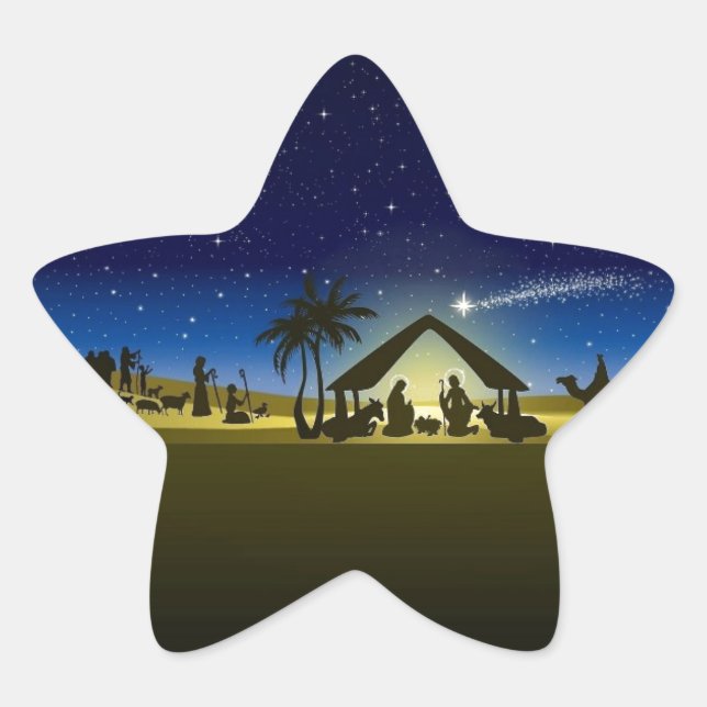 beautiful Christmas nativity image print Star Sticker (Front)
