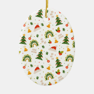 Beautiful Christmas Pattern Ceramic Tree Decoration