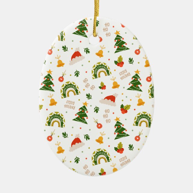 Beautiful Christmas Pattern     Ceramic Tree Decoration (Front)