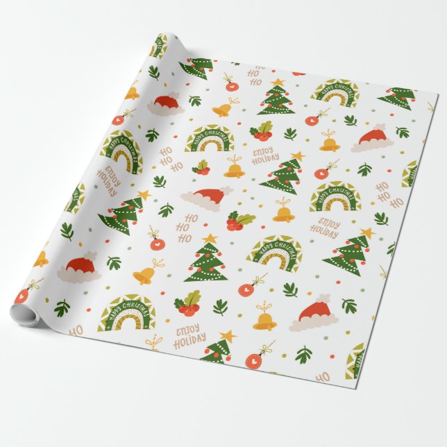 Beautiful Christmas Pattern     Wrapping Paper (Unrolled)