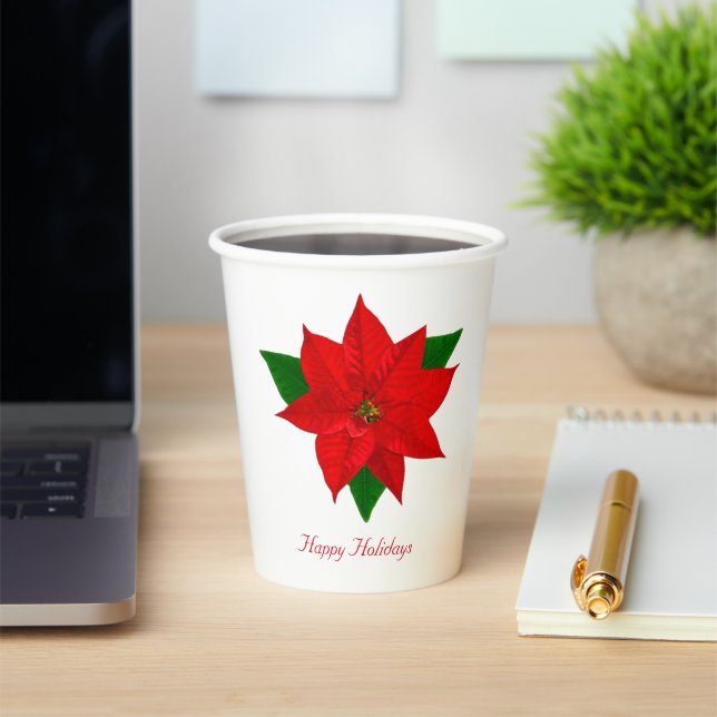 Beautiful Christmas Poinsettia Flower Paper Cups (Insitu)