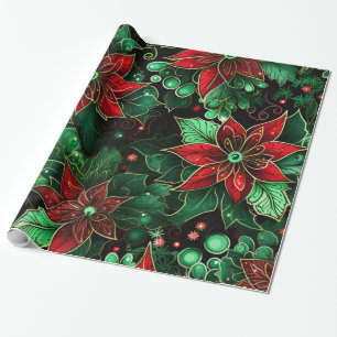 Beautiful Christmas Poinsettia Wrapping Paper