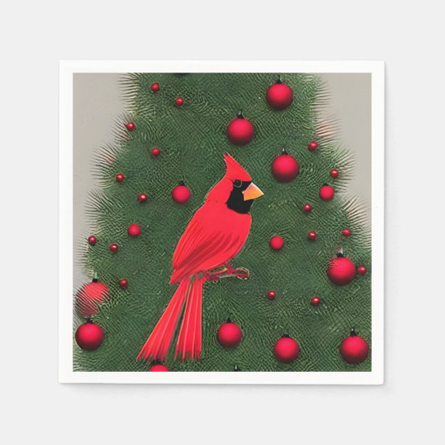 Beautiful Christmas Red Cardinal Napkin (Front)