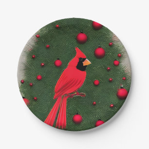 Beautiful Christmas Red Cardinal Paper Plate