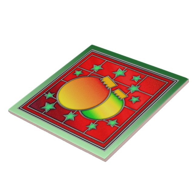 Beautiful Christmas Stained Glass Image Tile (Side)