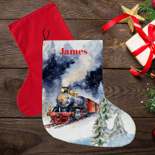 Beautiful Christmas Train Stocking - Personalised