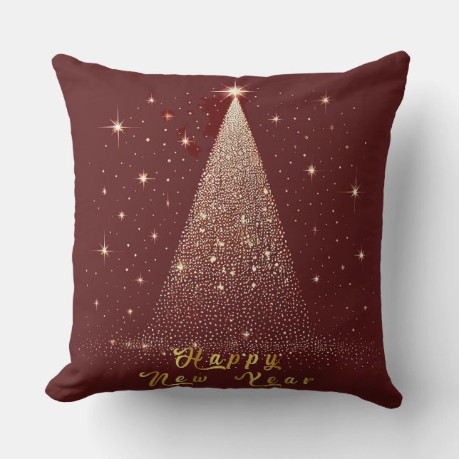 Beautiful Christmas Tree Illustration Cushion (Front)